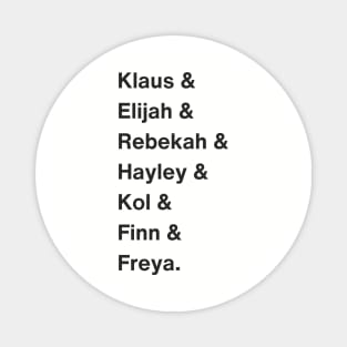 The Originals Character Names Magnet